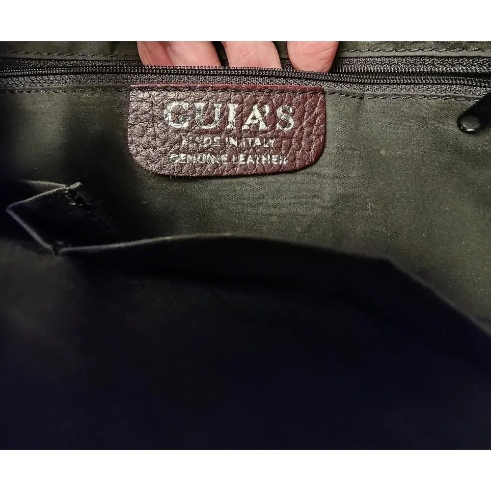 Guia's Oxblood Leather‎ Hobo Shoulder Bag Large Silver Hardware & Buckle Accents